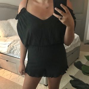 Black Ruffle Romper w/ Keyhole Back